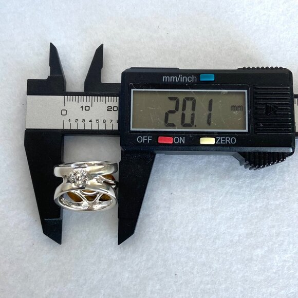 Signed Sterling Silver 925 Faceted Tigers Eye Split Shank Wide Band Ring 6.75 - Picture 14 of 16